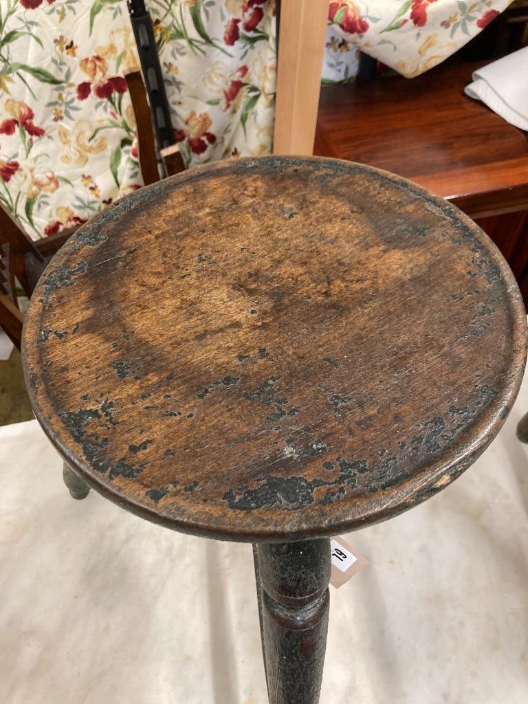A late 18th century/early 19th century possibly Welsh sycamore and ash small cricket table / stool, width 50cm, depth 44cm, height 50cm
